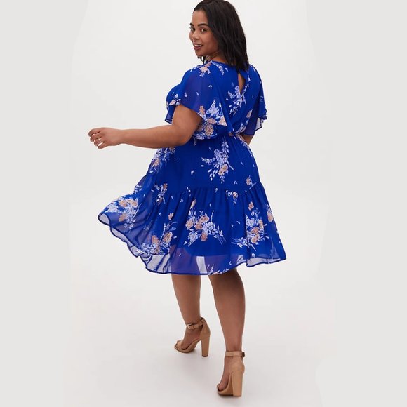 TORRID MINI CHIFFON RUFFLE HEM SKATER DRESS - Picture 3 of 10